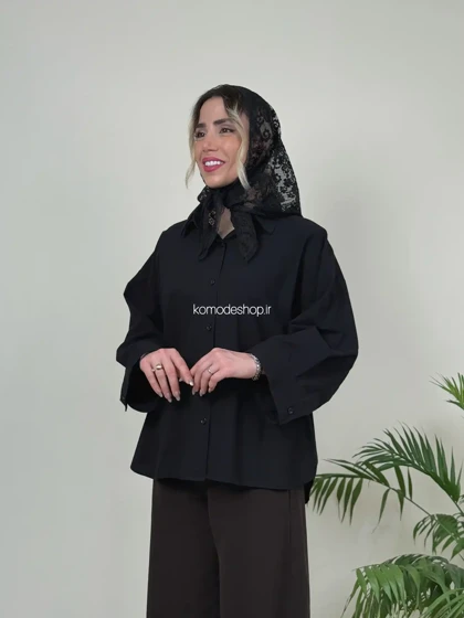 شومیز لینن باکسی زنانه مدل ابرا