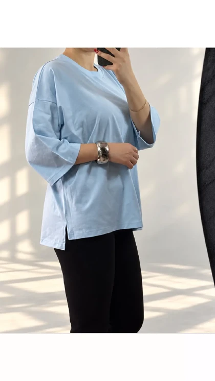 تیشرت باکسی بغل چاک زنانه 530078