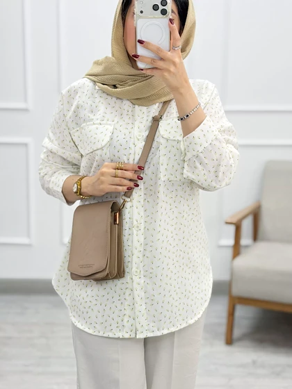 شومیز مانتویی گلی