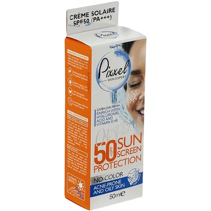 کرم ضد آفتاب بی رنگ پیکسل با 50+SPF مناسب پوست جوشدار و چرب
