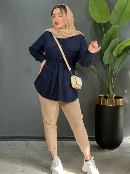 مانتو کبریتی کمربندی کد 3714