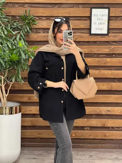 مانتو شومیزی سر جیب مثلثی