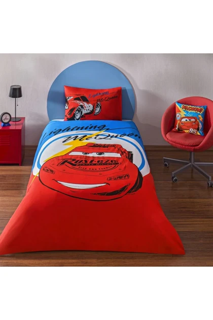 سرویس روتختی یک نفره Taç مدل Disney Cars Mcqueen پنبه - چندرنگ