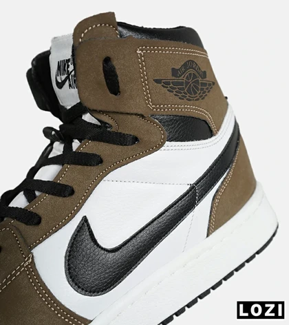 کفش کتانی ساق‌دار مردانه و زنانه قهوه ای NIKE jordan 1 مدل 7685