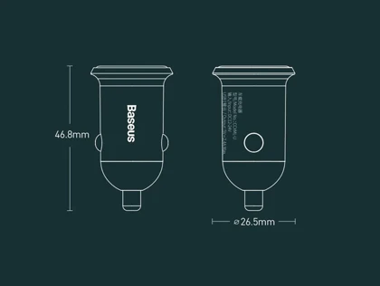 شارژر فندکی فست شارژ ماشین 24 وات بیسوس CCALLP-01/02