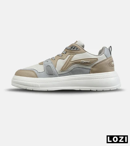 کفش کتانی مردانه سفید کرم طوسی FASHION مدل 7907