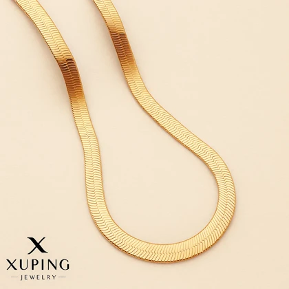 زنجیر زنانه پهن استیل طلایی مدل ماری 4 میل – Xuping