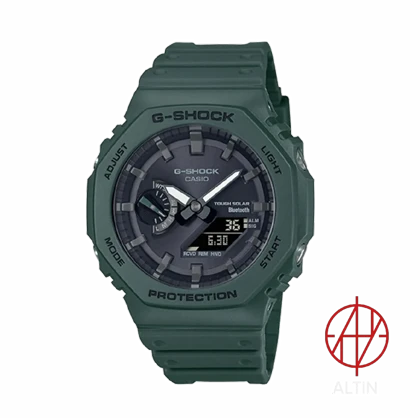 ساعت مچی هوشمند و اسپرت کاسیو جی‌شاک مدل GA-B2100-3ADR (CasiOak، شارژ خورشیدی، بلوتوث، سبز زیتونی)