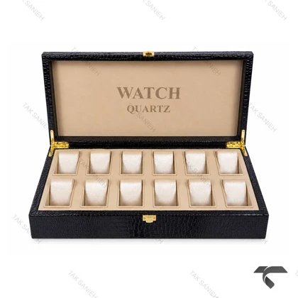 جعبه 12 تایی چرمی ساعت مچی مشکی Watches-Box-12-10776-U
