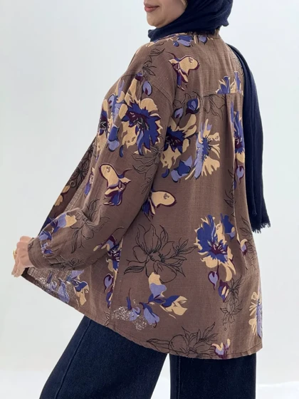 4279-مانتو لینن شکوفه