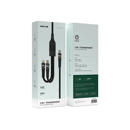 کابل شارژ گرین لاین مدل GREEN LION 2IN1 TRANSPARENT GN2IN1TRHD