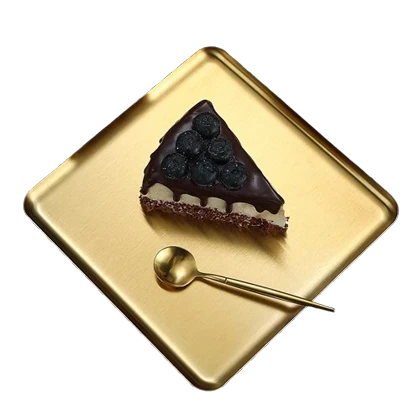 سینی استیل طلایی مربع شکل