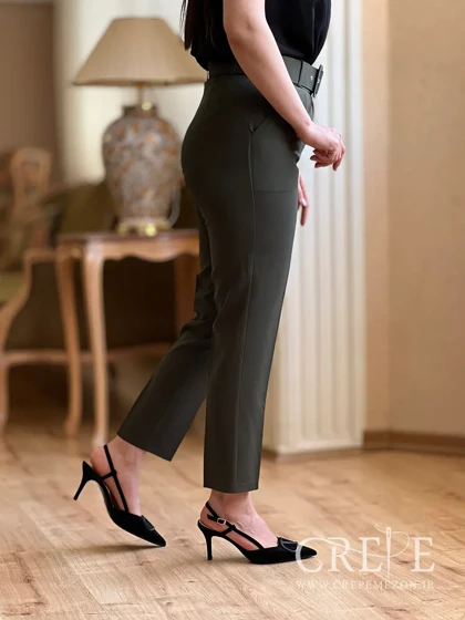 شلوار کرپ کمربند پهن قد 97