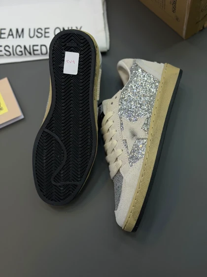 کتانی گلدن گوس بال استار نقره ایی براقGolden Goose Ball Star Silver Glitter
