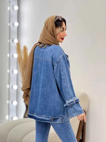 مانتو جین دو جیب پاکتی زاپ‌دار