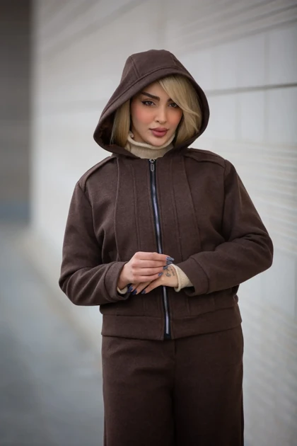 سویشرت زنانه کلاهدار استردار