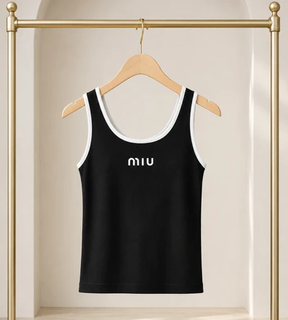 کراپ تاپ زنانه وارداتی فری سایز Miu Miu پارچه کبریتی در 4 رنگ