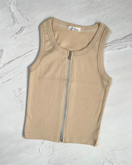 کراپ یقه خشتی جلو زیپ کد 1400186