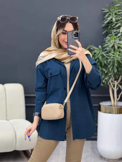 مانتو لینن سر جیب دکمه وینا