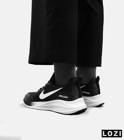 کفش کتانی مردانه و زنانه مشکی سفید Nike air zoom مدل 4546