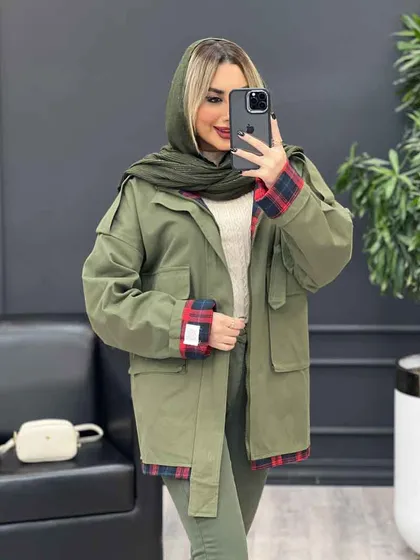 کت کتان یقه پاگن دار