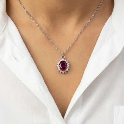 گردنبند جواهری زنانه استیل طرح شعله عشق