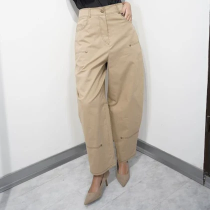 شلوار کتان بالنی پرچدار