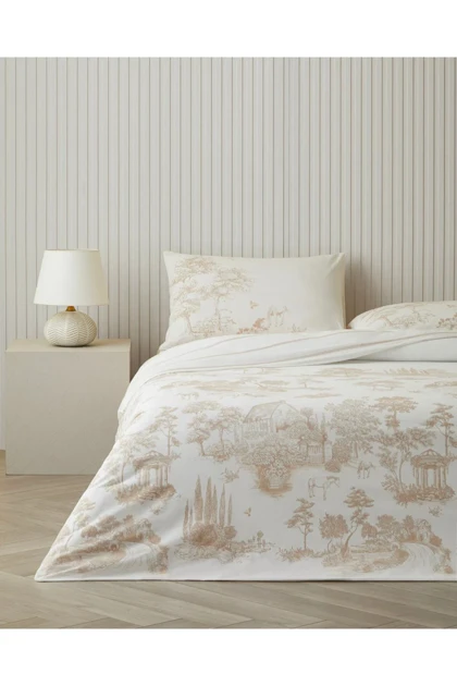 سرویس روتختی دو نفره English Home مدل Garden Toile پنبه‌ای - بژ