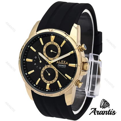 ساعت مچی الکسا A0102 پریمیر مردانه طلایی مشکی m-0126