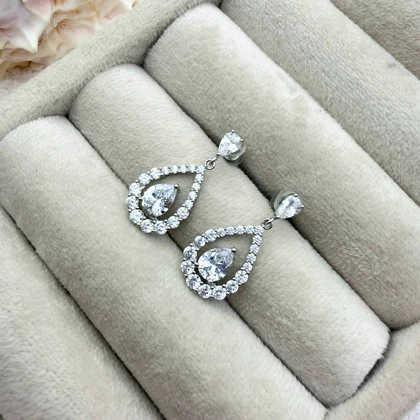 گوشواره جواهری مجلسی طرح اشک