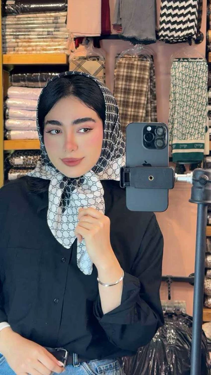 مینی‌اسکارف نخی کالکشن مشکی سفید