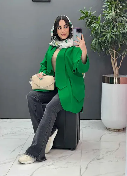 مانتو یقه کراواتی جیب پاگن دار