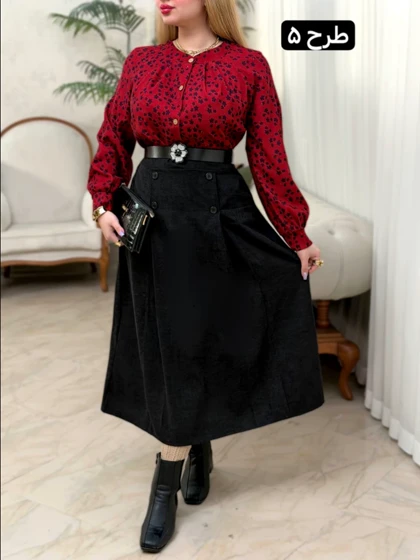 ست شومیز دامن گلی 3680