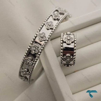 ست انگشتر و دستبند ونکلیف نقره ایی ابکاری Set-8706-L