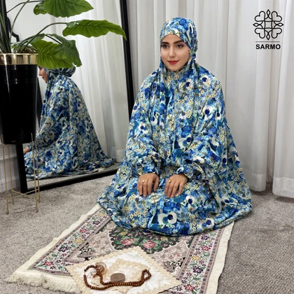 چادرنماز آستین‌دار نیلگون