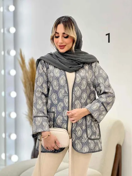 مانتو طرح دار نوار دوزی دو جیب