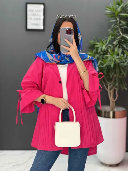 مانتو لینن جلو پیله آستین گت
