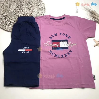 تیشرت شلوارک پسرانه مدل new york بنفش