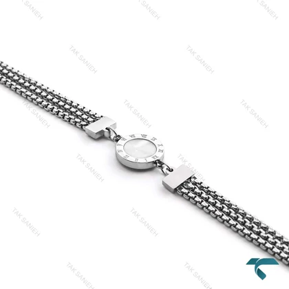 دستبند زنانه بولگاری سیلور سنگ سفید مشکی Bvlgari-8328-L