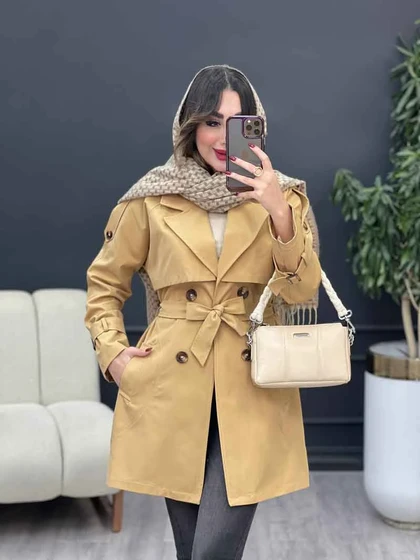 بارانی چهاردکمه برش هلالی