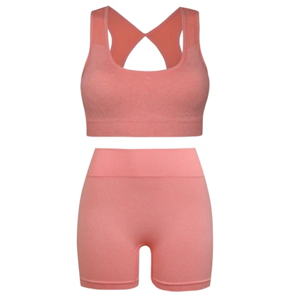 ست نیم‌تنه و شلوارک ورزشی سیملس پشت چین‌دار پددار کد 105172