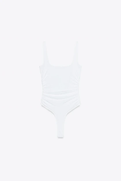 بادی سفید یقه مربعی لاکرا Zara241