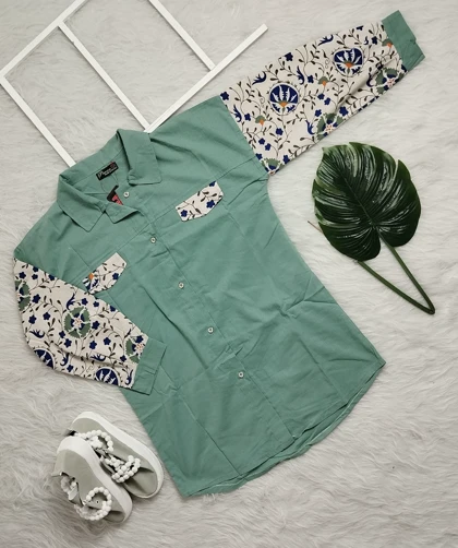 شومیز مانتویی طرح دار زنانه کد 403010