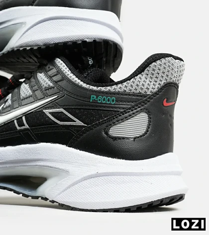 کفش کتانی مردانه و زنانه مشکی طوسی نایک NIKE P-6000 مدل 6347