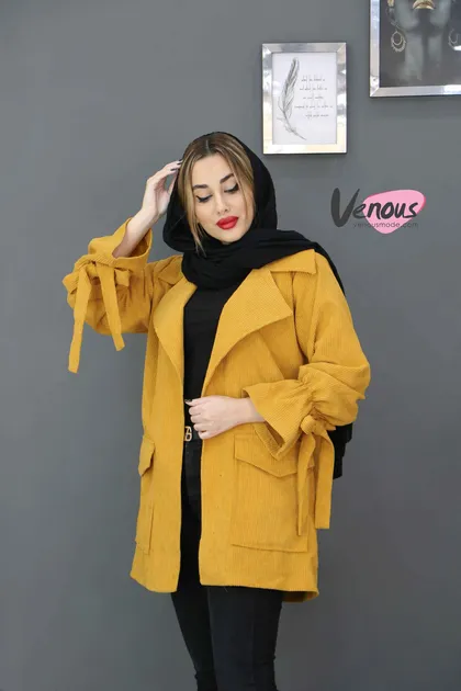 مانتو کتی آستین بنددار مخمل