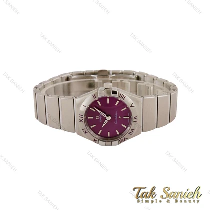 ساعت امگا کانسلیشن زنانه نقره ای صفحه بنفش ایندکس خطی Omega-5165-L