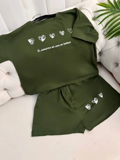 ست کراپ شورتک قلبی 3133