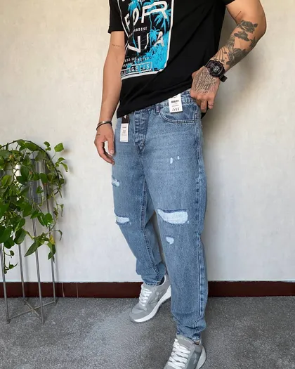 شلوار مام فیت LEVIS ابی زاپ‌دار