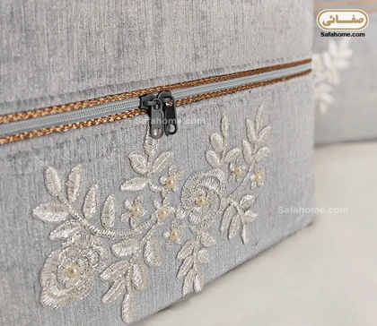 باکس زیپ‌دار مخمل گیپور طوسی