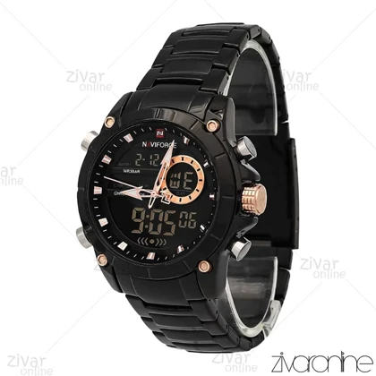 ساعت اورجینال ناوی فورس NaviForce مردانه دو زمانه مشکی 107004